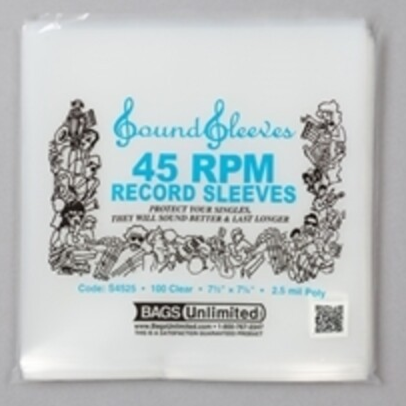 Bags Unlimited | Bags Unlimited S4525 - 7 Inch 45 RPM Record Outer Sleeve - 100 Count (Clear) - Record Sleeves