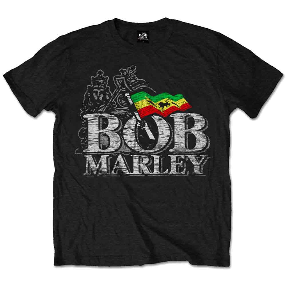 Bob Marley | Distressed Logo - T-Shirt Black