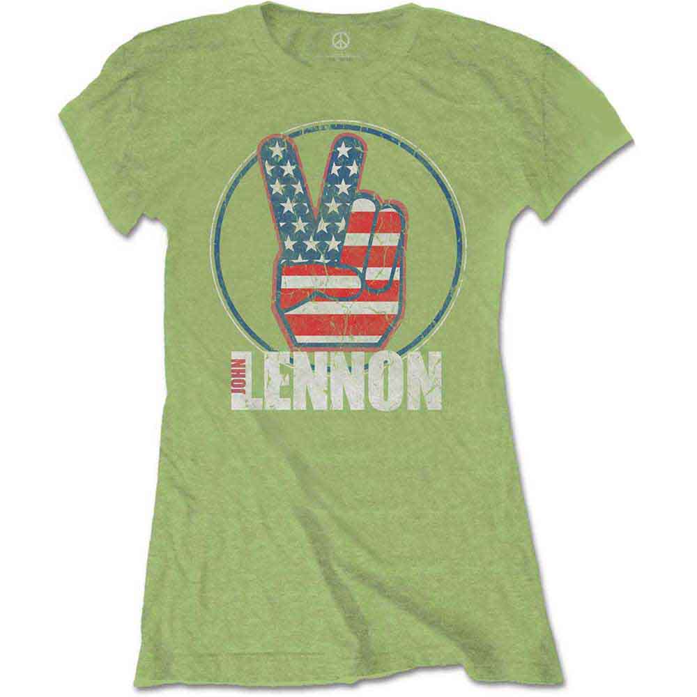 John Lennon | Peace Fingers US Flag - T-Shirt Green
