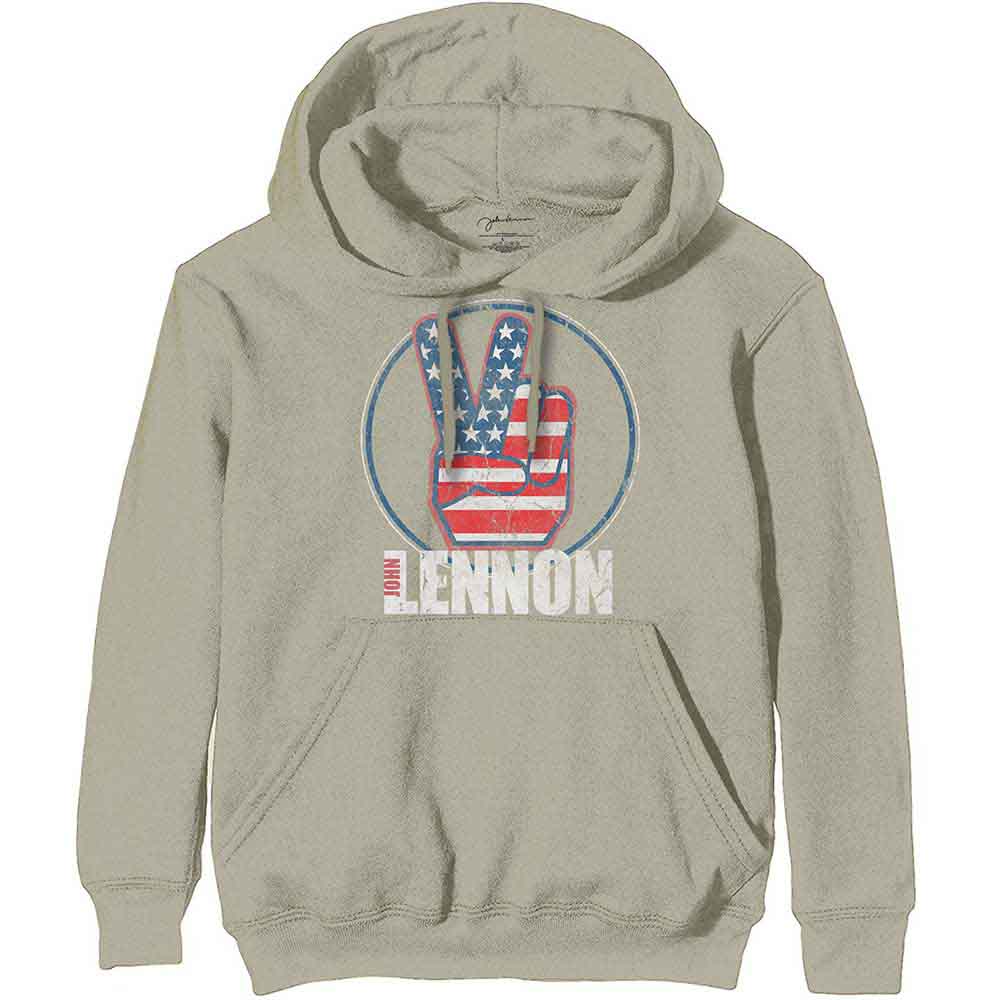 John Lennon | Peace Fingers US Flag - Sweatshirt Neutral