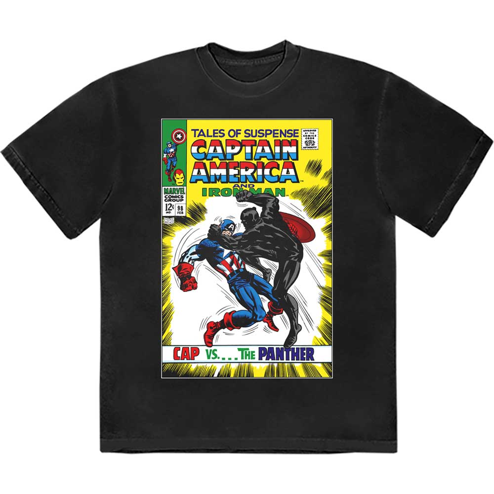 Marvel Comics | Cap vs The Panther Comic Cover - T-Shirt Black