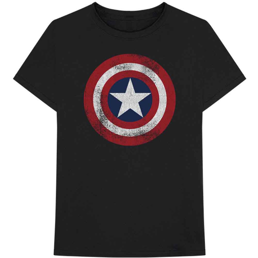 Marvel Comics | Captain America Distressed Shield - T-Shirt Black