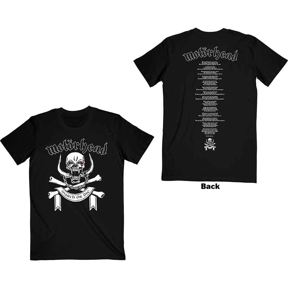 Motörhead | March or Die Lyrics - T-Shirt Black