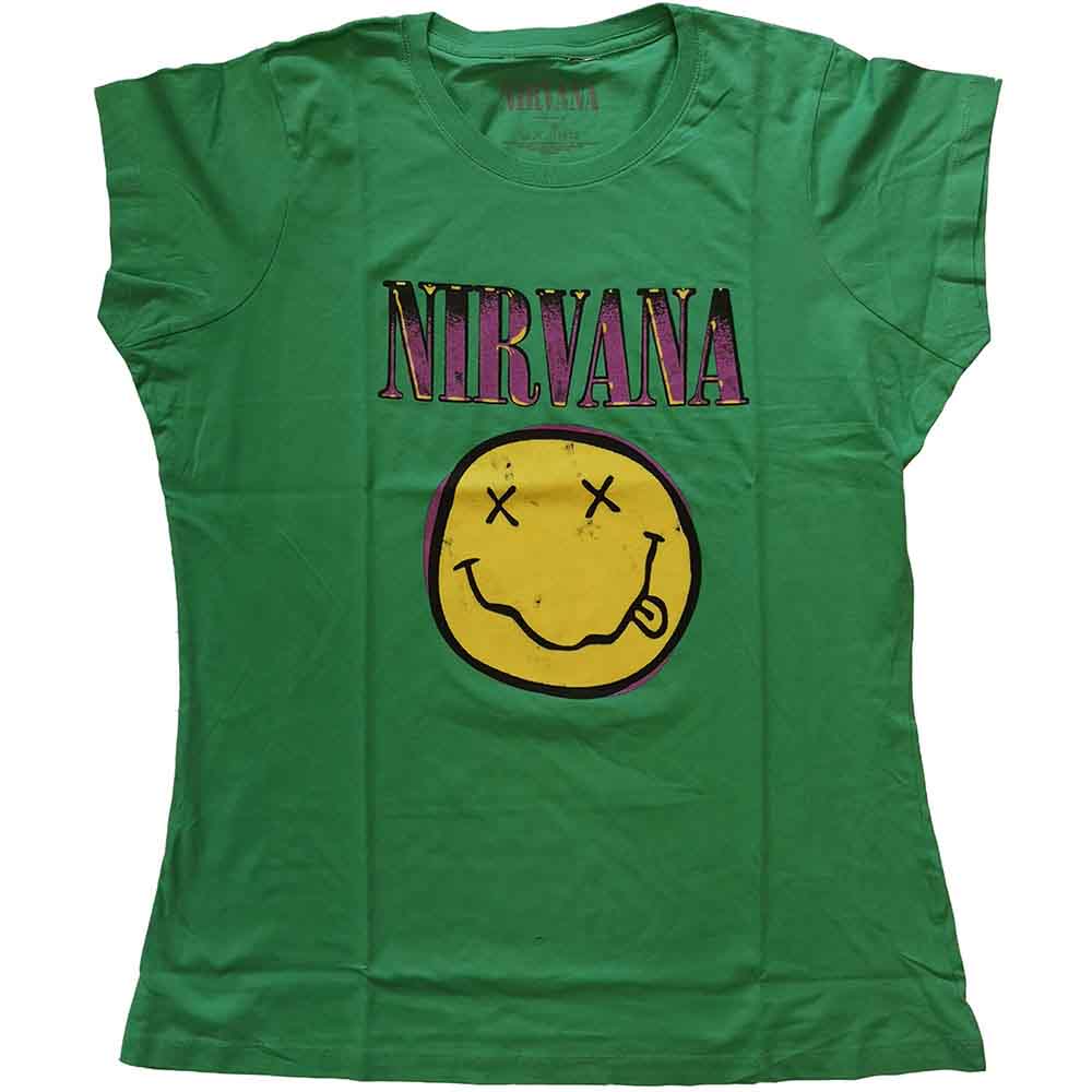 Nirvana | Xerox Happy Face Pink - T-Shirt Green