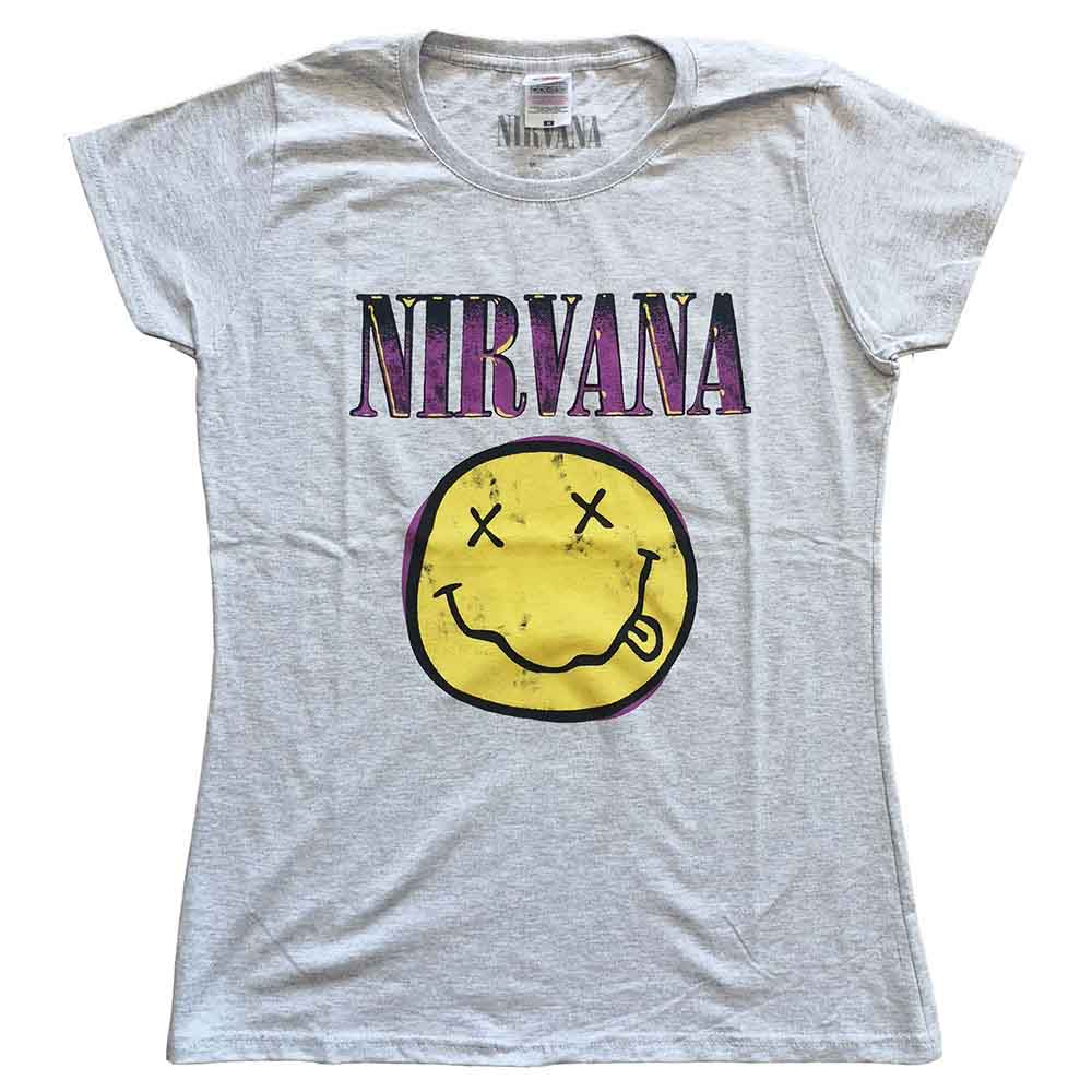Nirvana | Xerox Happy Face Pink - T-Shirt Grey