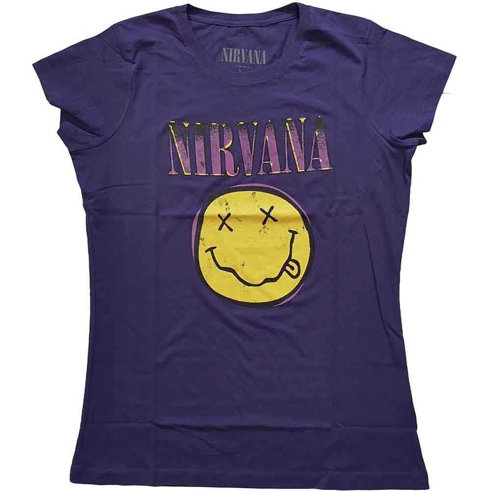 Nirvana | Xerox Happy Face Pink - T-Shirt Purple