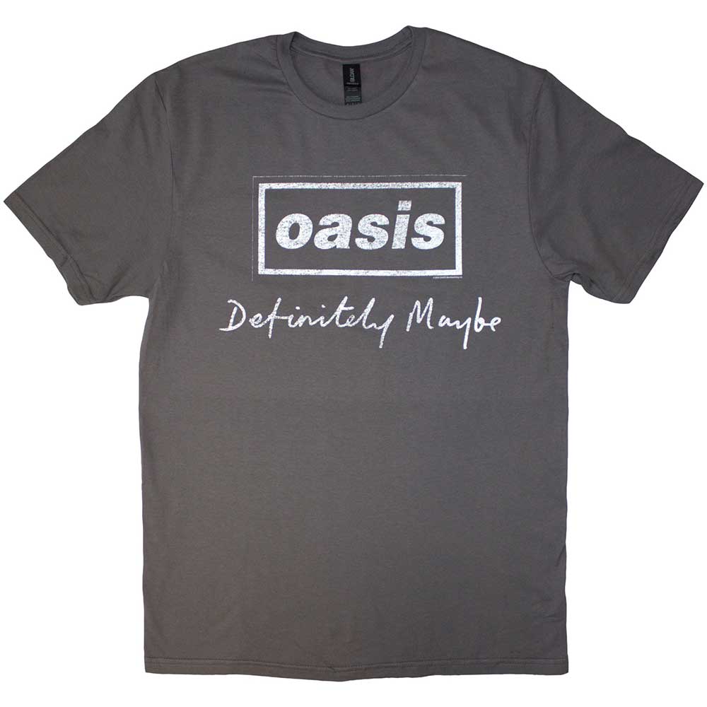 Oasis | Definitely Maybe Distressed Text Logo - Grey