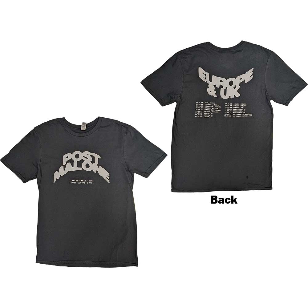 Post Malone | Curved Logo 2023 Tour Dates - T-Shirt Black