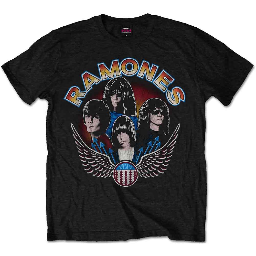 Ramones | Vintage Wings Photo - T-Shirt Black