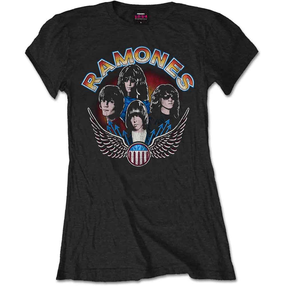 Ramones | Vintage Wings Photo - T-Shirt Black