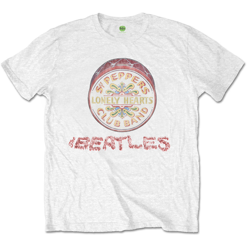 The Beatles | Flowers Logo & Drum - T-Shirt White