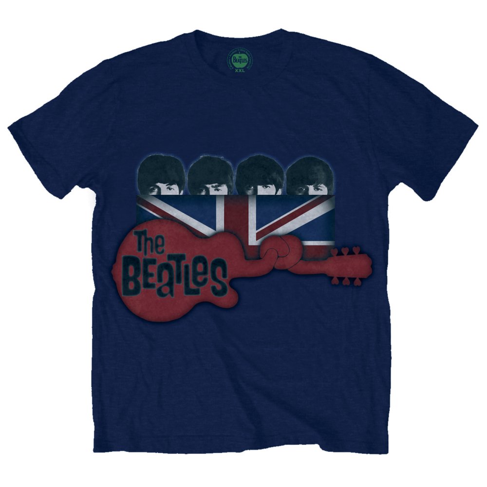 The Beatles | Guitar & Flag - T-Shirt Blue