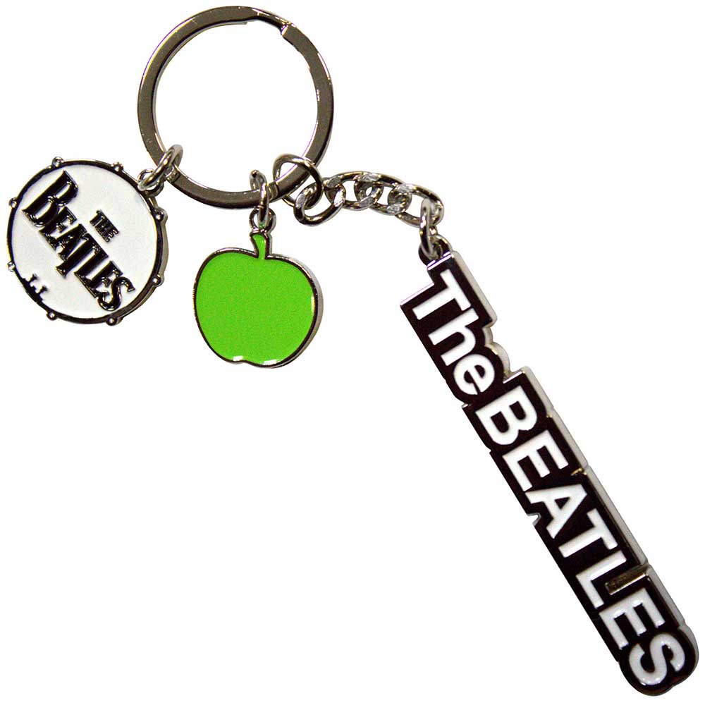 The Beatles | Text Logo Drop T Drum & Apple Charms -