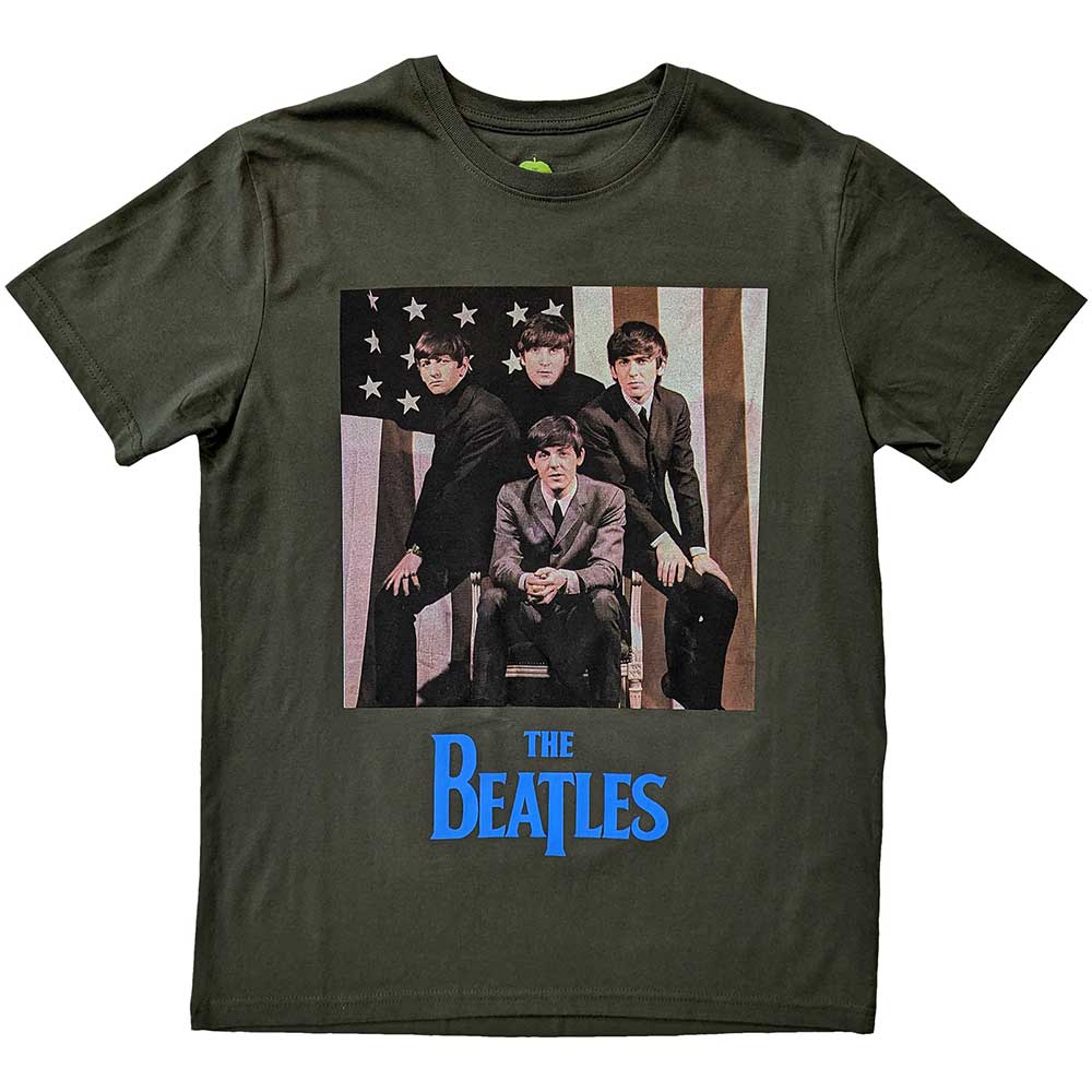 The Beatles | US Flag Photo - T-Shirt Green