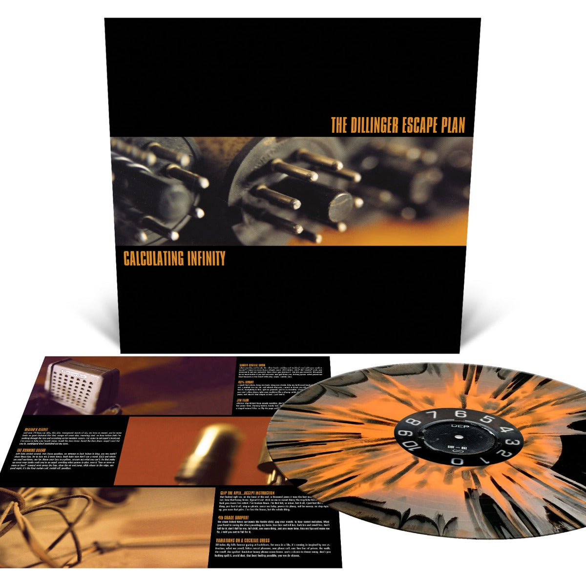 The Dillinger Escape Plan | Calculating Infinity (Halloween Orange, Metallic Silver and Black Tri Color Merge with Halloween Orange, Metallic Silver and Black Splatter) - Vinyl