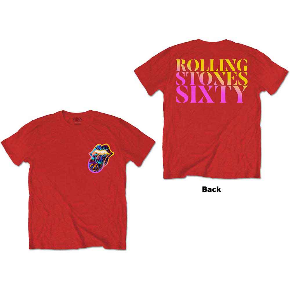 The Rolling Stones | Sixty Gradient Text - T-Shirt Red