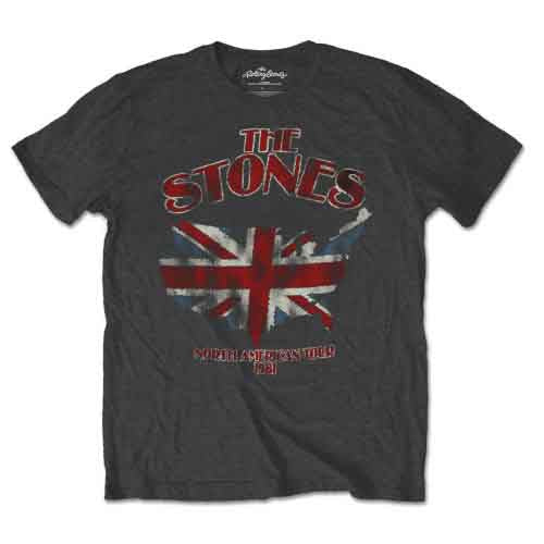 The Rolling Stones | Union Jack US Map - T-Shirt Grey