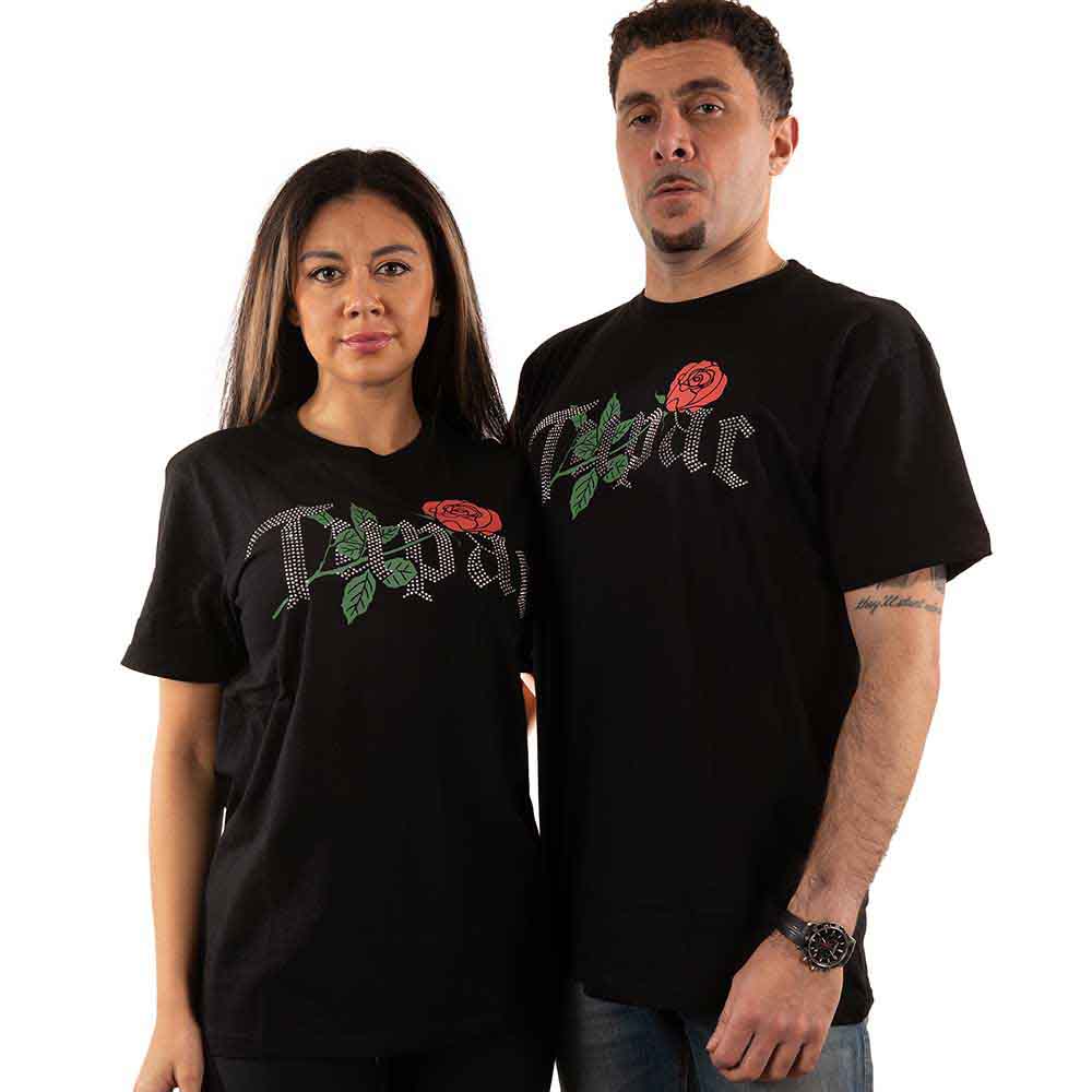 Tupac | Rose Logo - T-Shirt Black