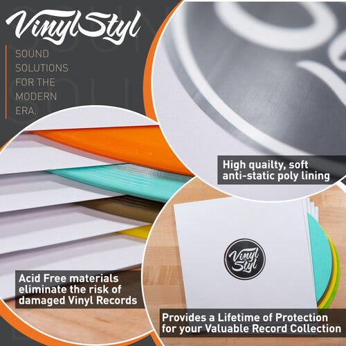 Vinyl Styl | Vinyl Styl® 12 Inch Archival Inner Record Sleeves - HDPE-Lined - 50 Count (White) - Inner Record Sleeves