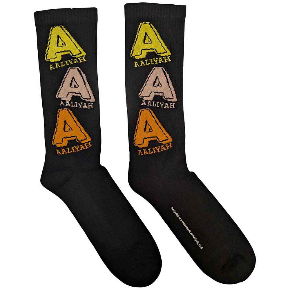 Aaliyah | Tricolour Logo - Socks Black
