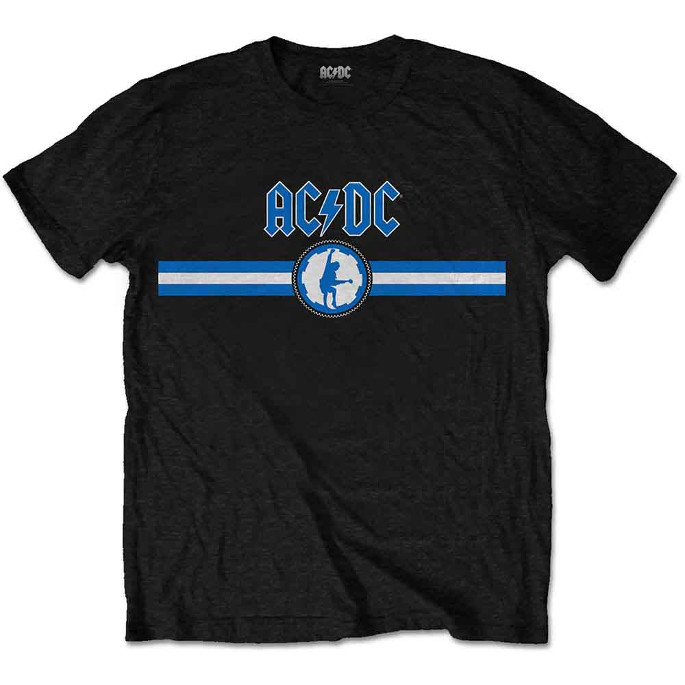 AC/DC | Blue Logo & Stripe - T-Shirt Black