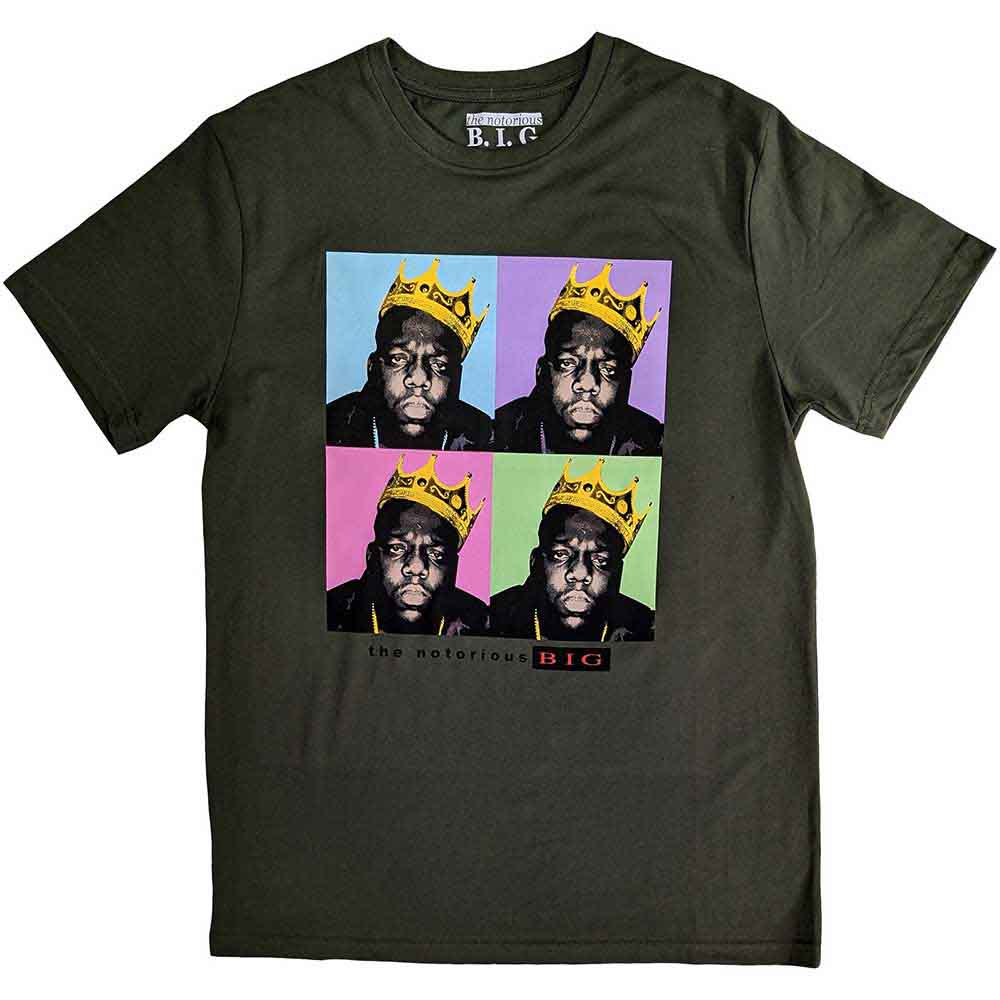 Biggie Smalls | Crown Pop Art - T-Shirt Green