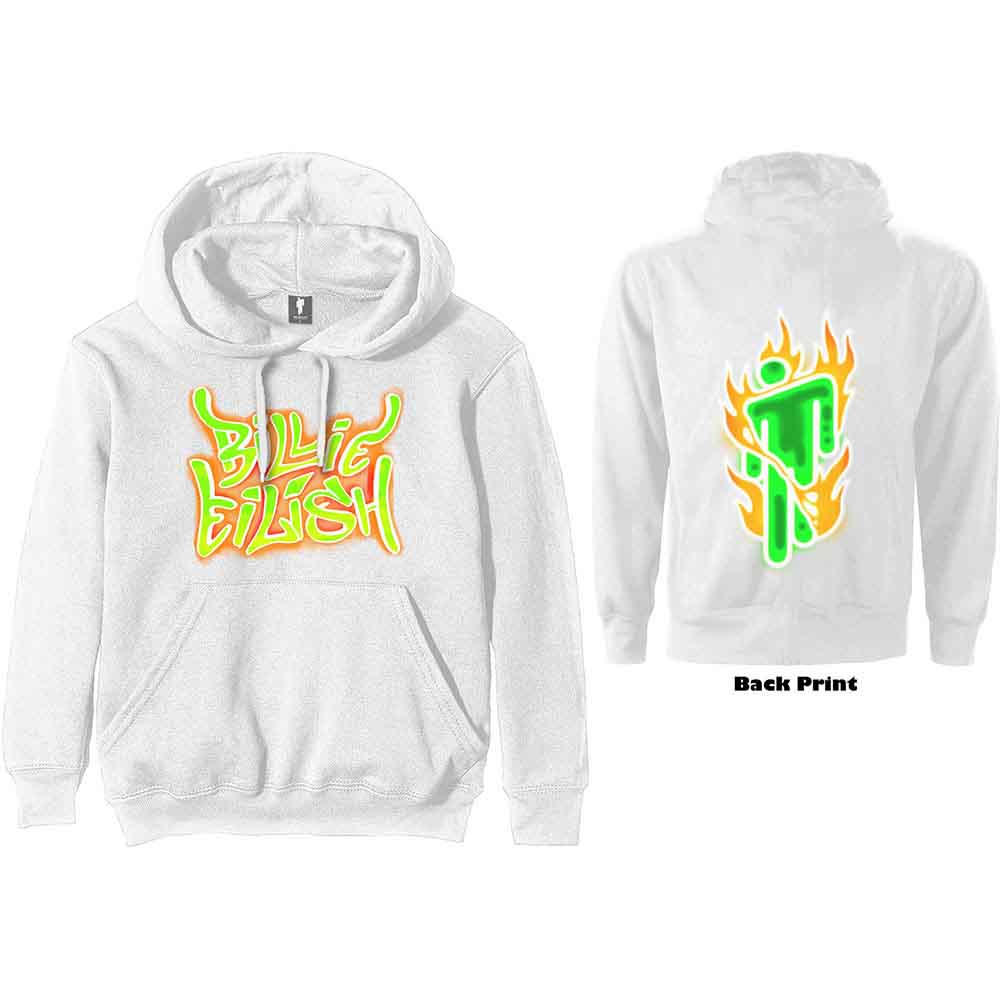 Billie Eilish | Airbrush Flames Blohsh - Sweatshirt White
