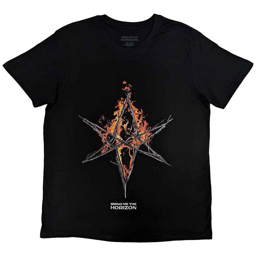 Bring Me The Horizon | Flame Hex & Text Logo - T-Shirt Black