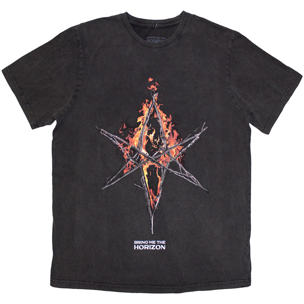 Bring Me The Horizon | Flame Hex & Text Logo - Grey