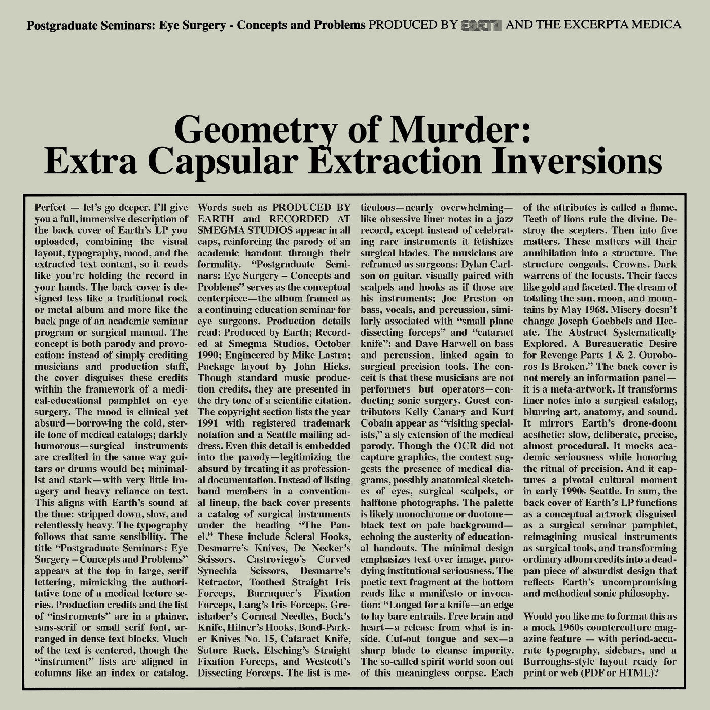 Earth X Black Noi$E | Geometry Of Murder: Extra Capsular Extraction Inversions (Crystal Clear Vinyl) - Vinyl