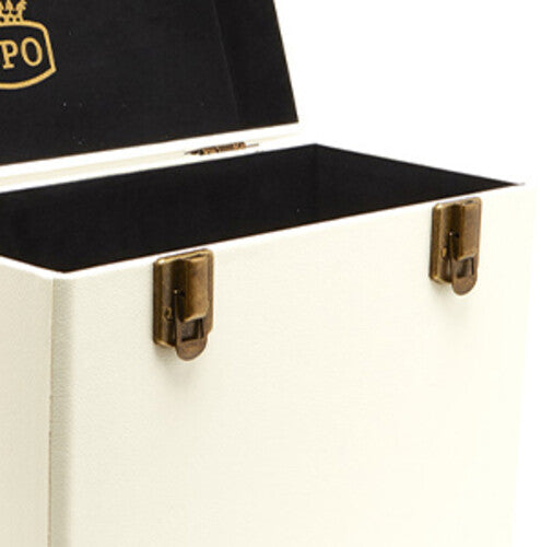 GPO | GPO Retro SWB18CT 12" Vinyl Record Case 35 Cnt Capacity Removable Lid - Cream / Tan - Turntable Accessories