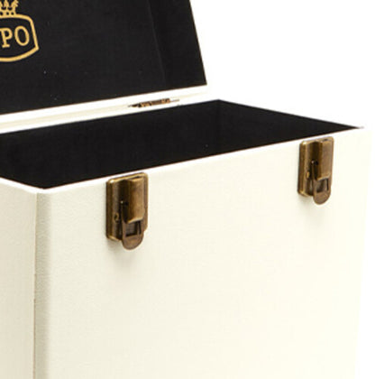 GPO | GPO Retro SWB18CT 12" Vinyl Record Case 35 Cnt Capacity Removable Lid - Cream / Tan - Turntable Accessories