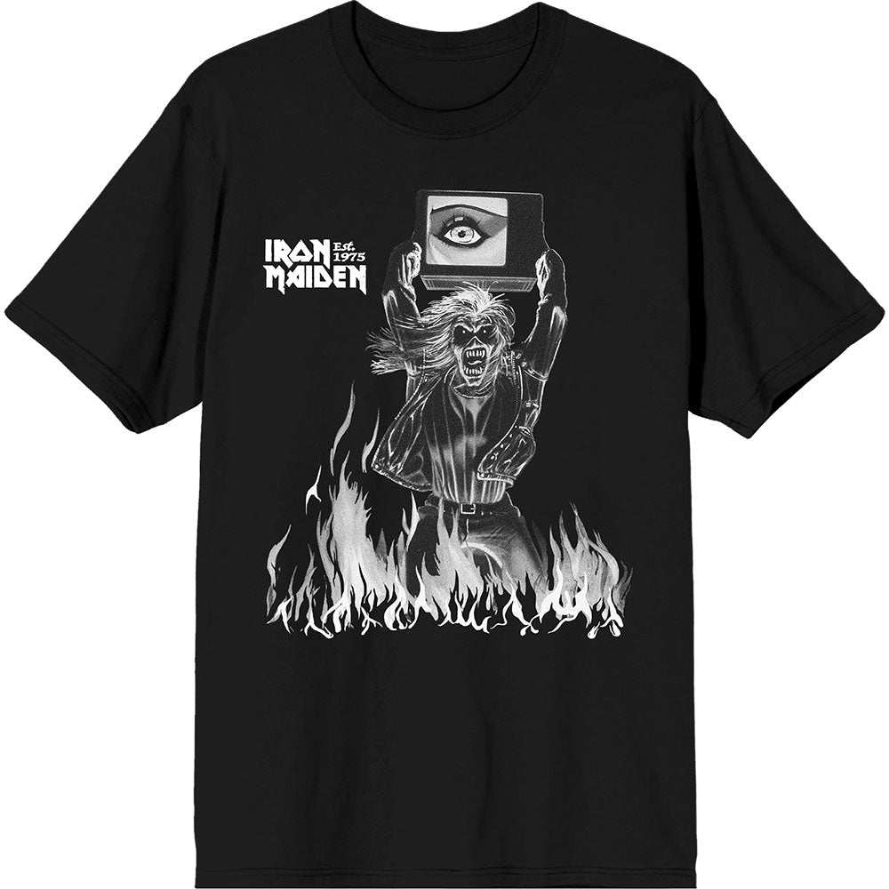 Iron Maiden | Est. 1975 Holy Smoke Flames Crop - Black