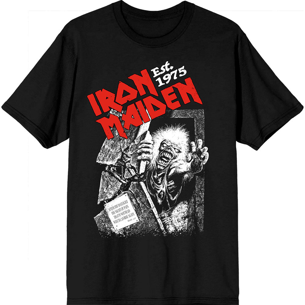 Iron Maiden | Est. 1975 No Prayer Grave Red Logo - Black