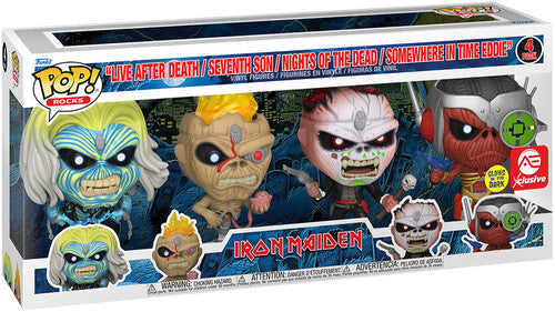 Iron Maiden | FUNKO POP! ROCKS: Iron Maiden - Eddie 4PK Glow in the Dark Box Set (AE Exclusive) - Action Figure