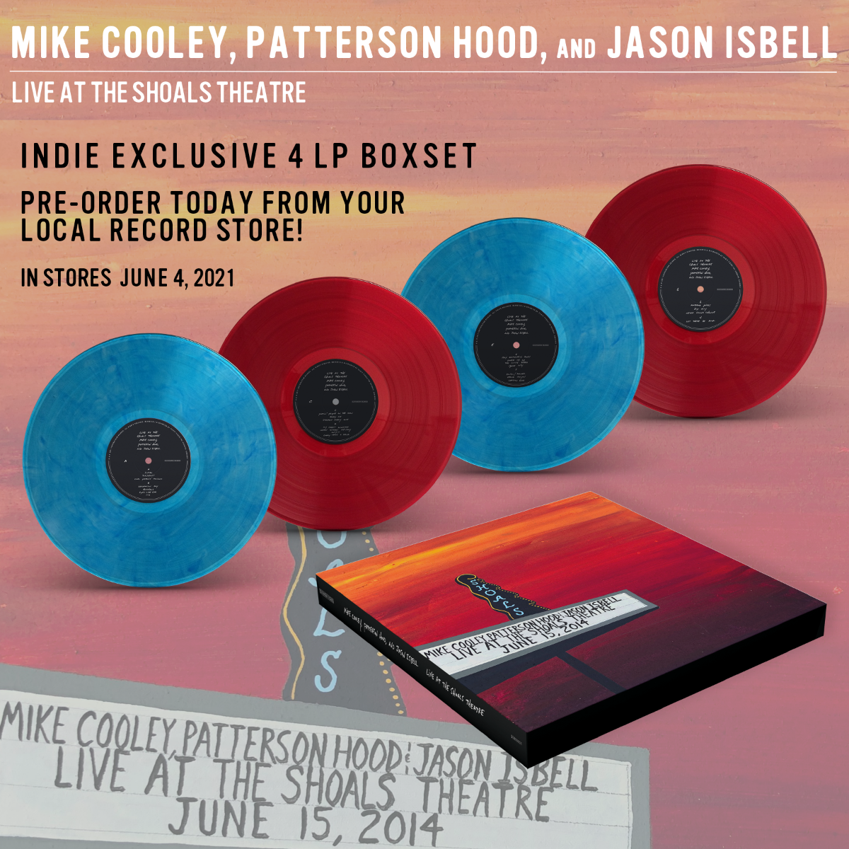 Jason Isbell, Mike Cooley, Patterson Hood | Live At The Shoals Theatre (Oversize Item Split, Indie Exclusive) - Vinyl