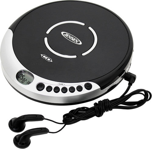 Jensen | Jensen CD-60R Personal CD Player - 60 Second Anti-Skip - FM Radio (Silver/Black) - CD Player