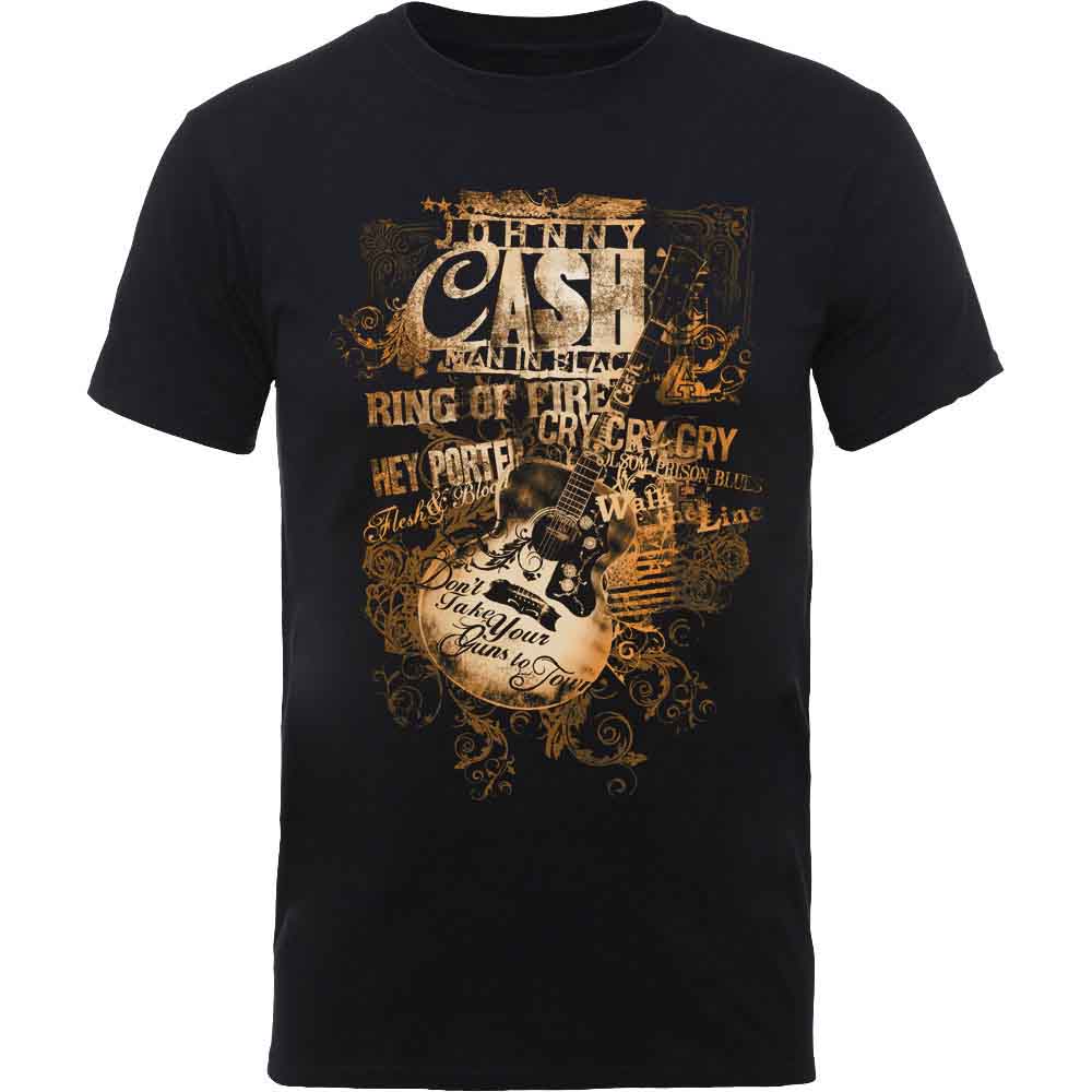 Johnny Cash | Guitar Song Titles - T-Shirt Black