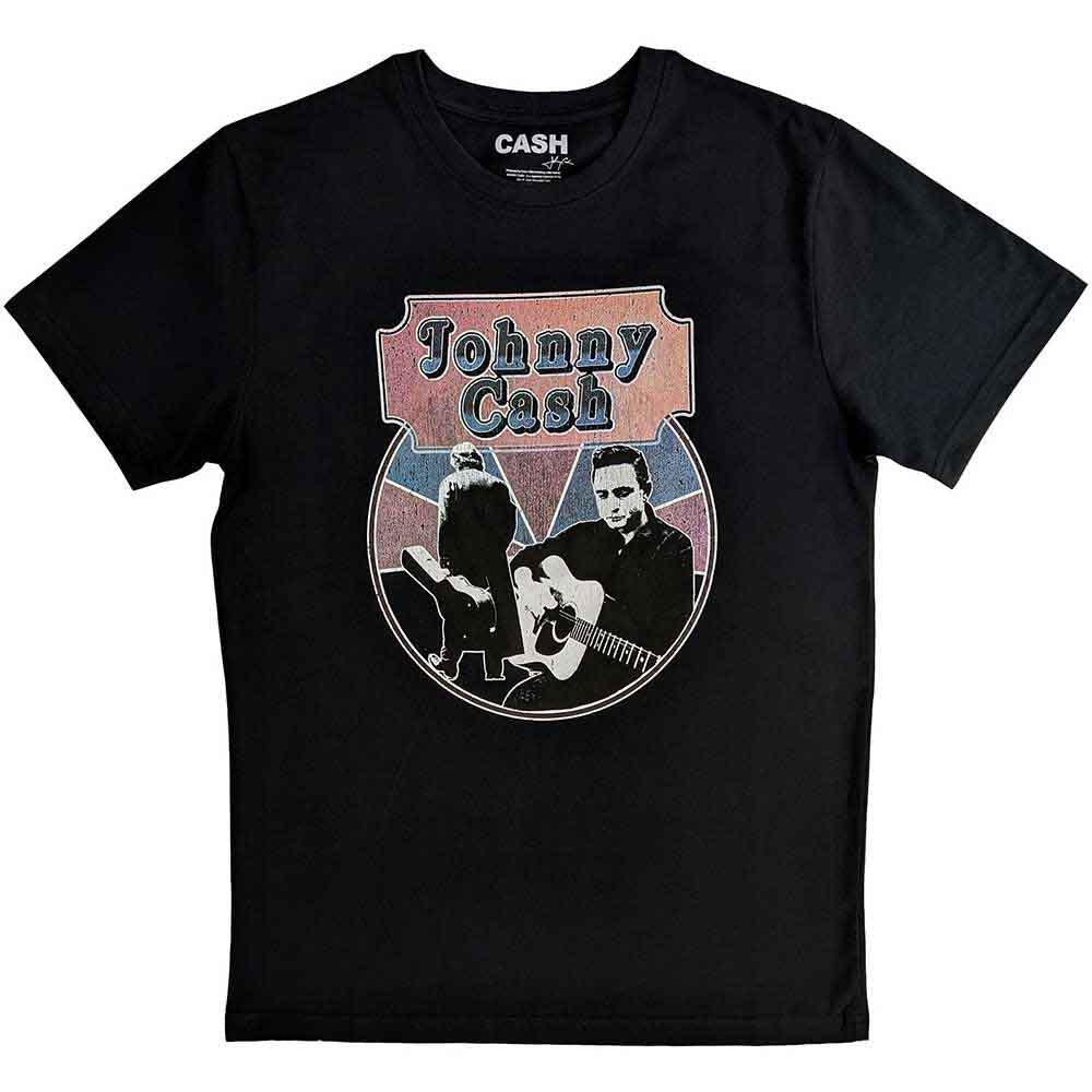 Johnny Cash | Walking Guitar & Front On - T-Shirt Black