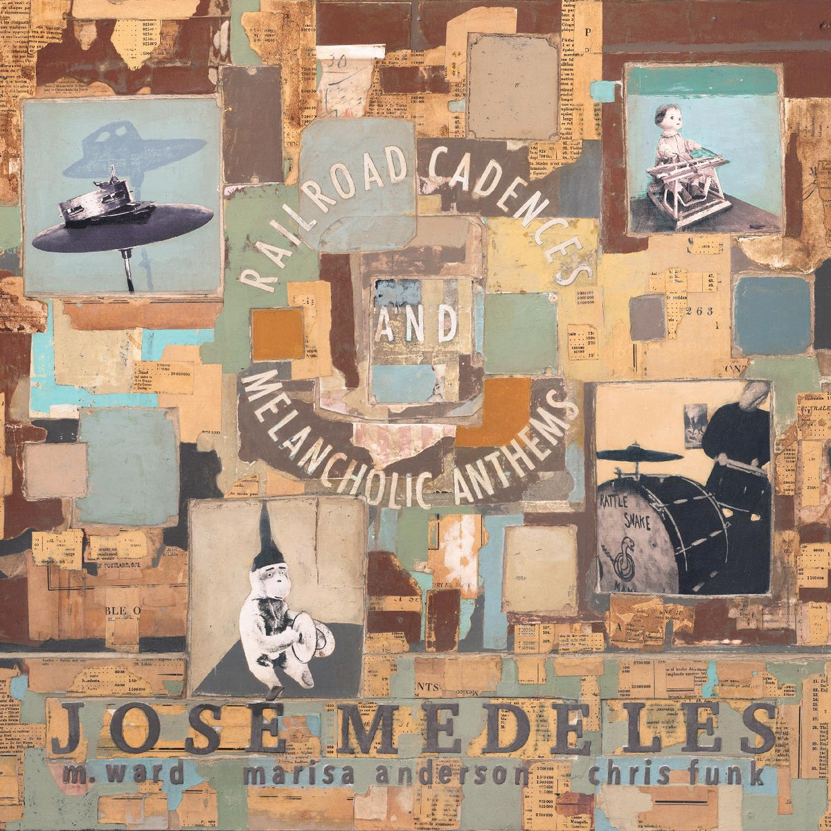 Jose w/ M. Ward Medeles | Railroad Cadences & Melancholic Anthems (CLEAR WITH BLACK SMOKE VINYL) - Vinyl