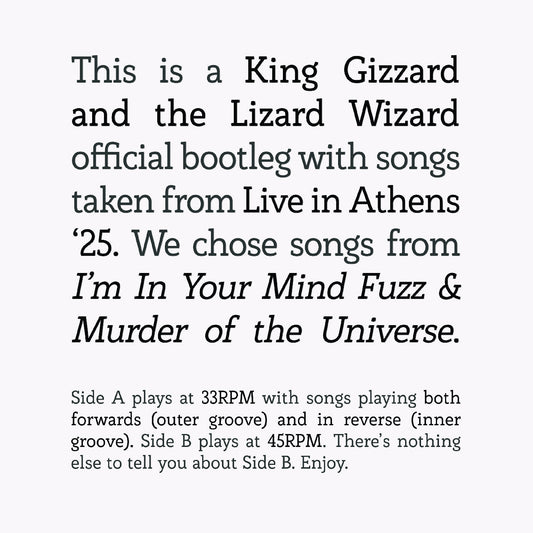 King Gizzard and the Lizard Wizard | Songs From I'M In Your Mind Fuzz & Murder Of The Universe Live In Athens '25 - Vinyl