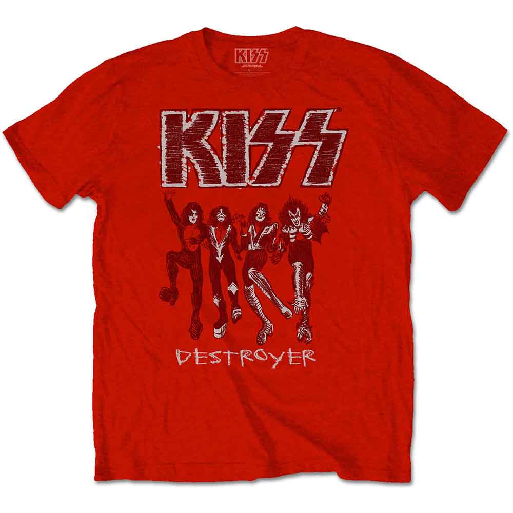 Kiss | Destroyer Sketch - T-Shirt Red