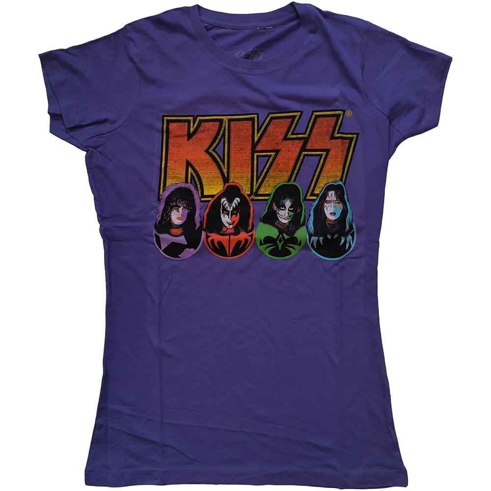 Kiss | Logo, Faces & Icons - T-Shirt Purple