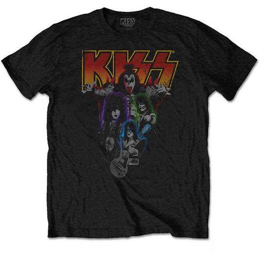 Kiss | Neon Band - T-Shirt Black