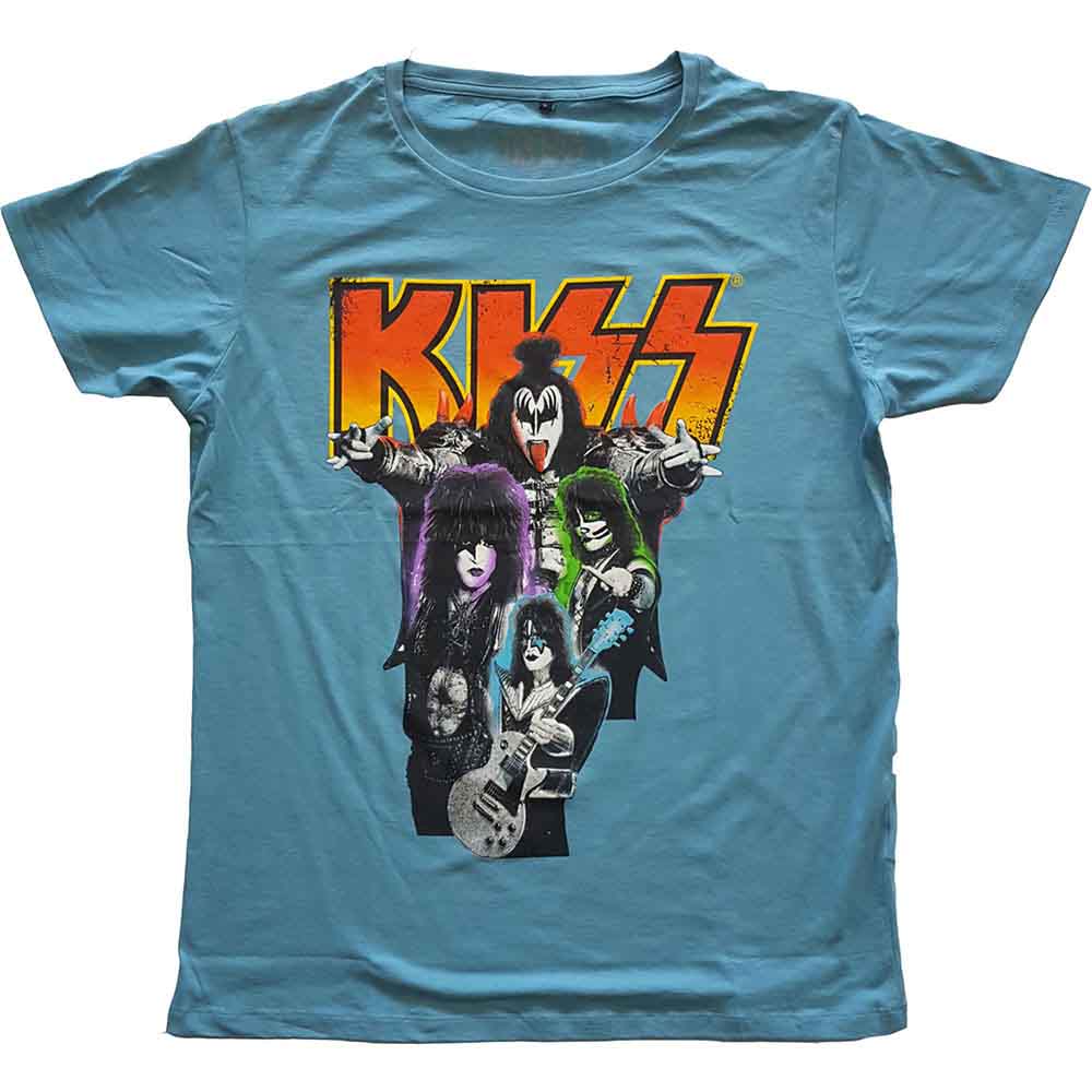 Kiss | Neon Band - T-Shirt Blue