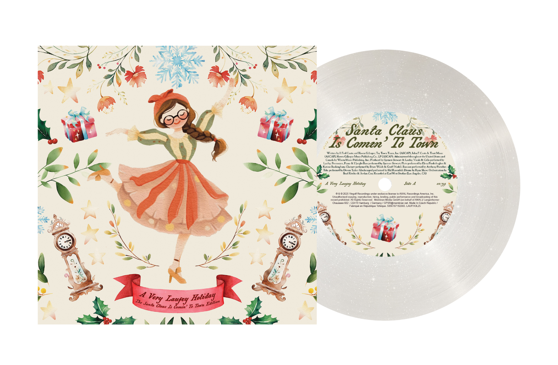 Laufey | A Very Laufey Holiday: The Santa Claus Is Comin’ To Town Edition [Snow Globe Glitter 7'] - Vinyl