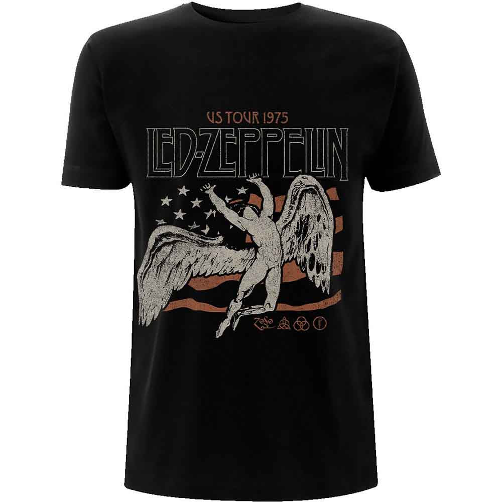 Led Zeppelin | US 1975 Tour Flag - T-Shirt Black
