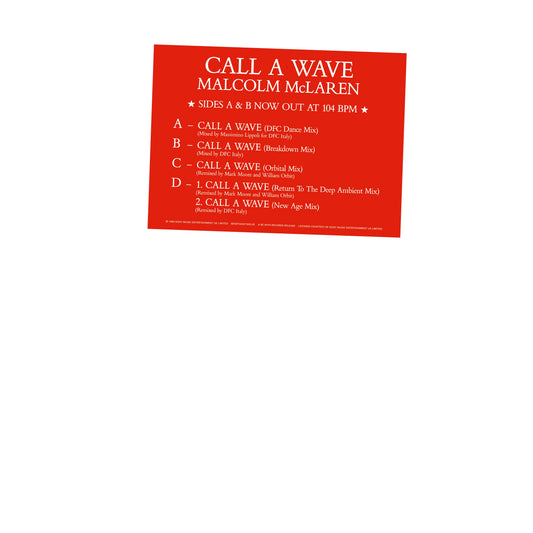 MALCOLM MCLAREN AND THE BOOTZILLA ORCHESTRA | Call A Wave Remixes - Vinyl