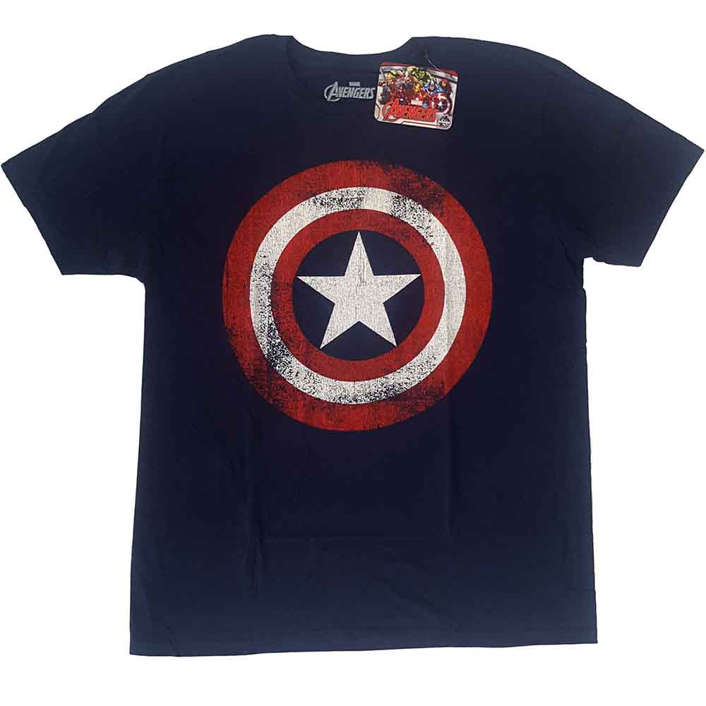 Marvel Comics | Captain America Distressed Shield - T-Shirt Blue