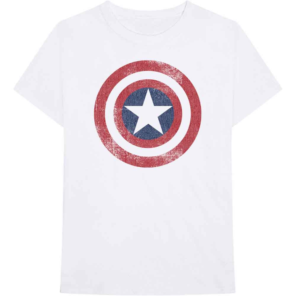 Marvel Comics | Captain America Distressed Shield - T-Shirt White